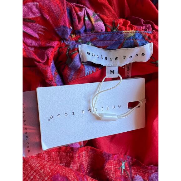 Endless Rose red floral One Shoulder Mini Dress Tiered Ruffle NEW summer - Picture 11 of 11